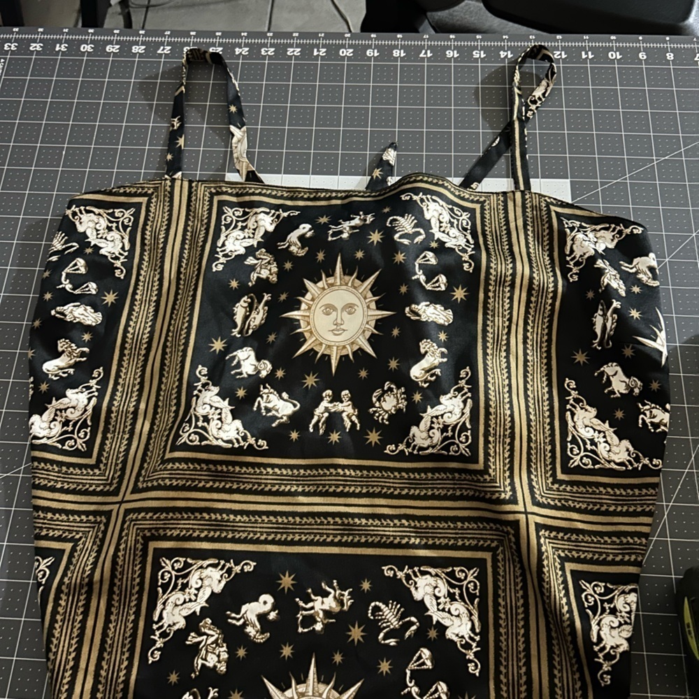 DANIELLE BERNSTEIN Black and Gold Zodiac Print Blouse
